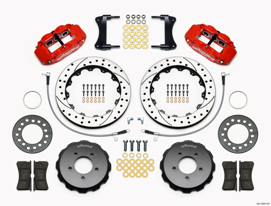 Wilwood Narrow Superlite 6R Front Hat Kit 12.88in Drill Red 2005-Up Mazda Miata w/ Lines