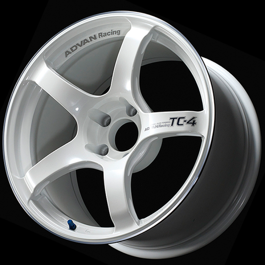 Advan TC4 18x9 +35 5-114.3 Racing White Metallic & Ring Wheel